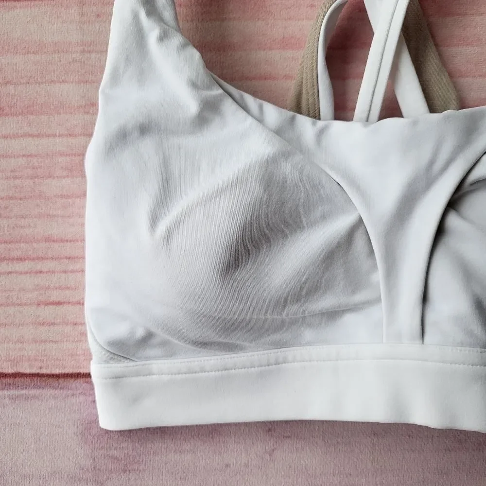 Lululemon White‎ Criss Cross Strappy Athletic Workout Sports Bra Women’s 4